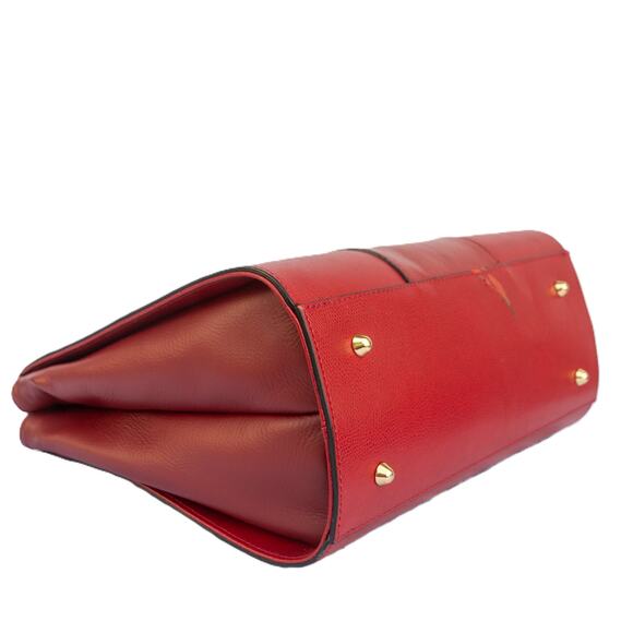 Big Red Purse Large Satchel Bag ITALIAN LEATHER Crossbody Handbag - Picture 6 of 13